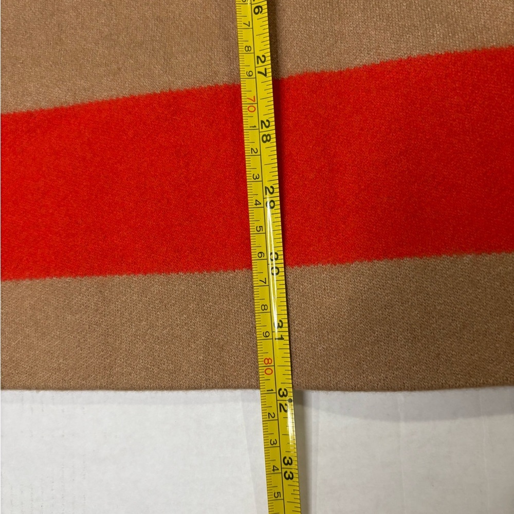 Doncaster Collection Wool/Cashmere Blend Stripped Coral & Tan Pencil Skirt Sz10 - Picture 4 of 9